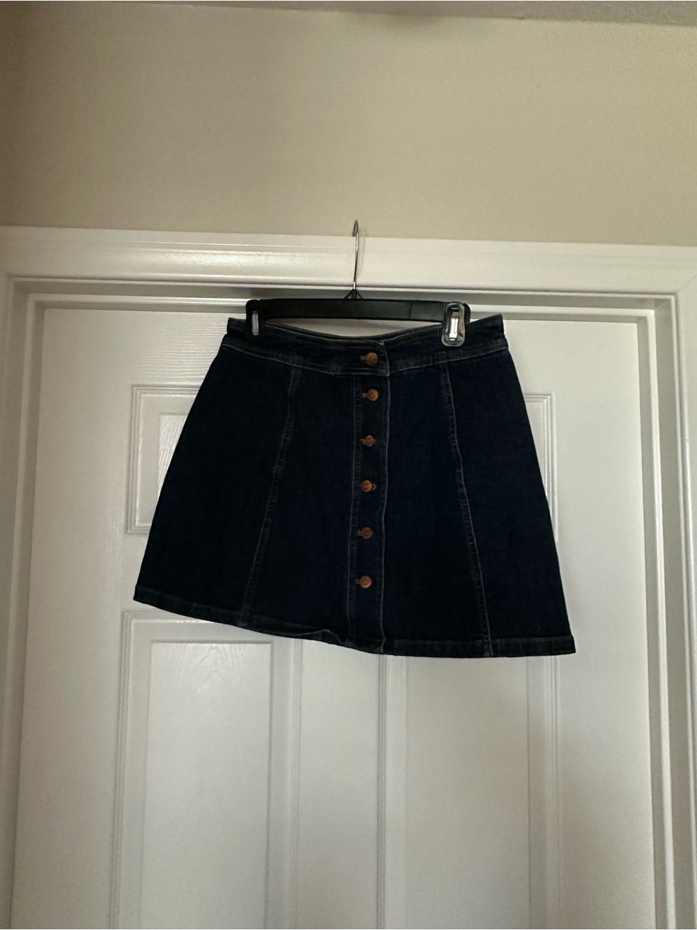 Madewell Black Denim Button-Front Mini Skirt